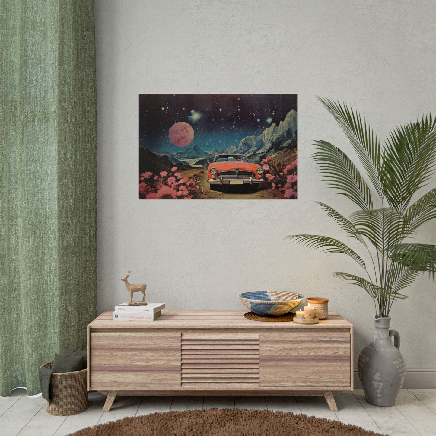 Stunning Car Landscape Art Print - Rolled Poster
