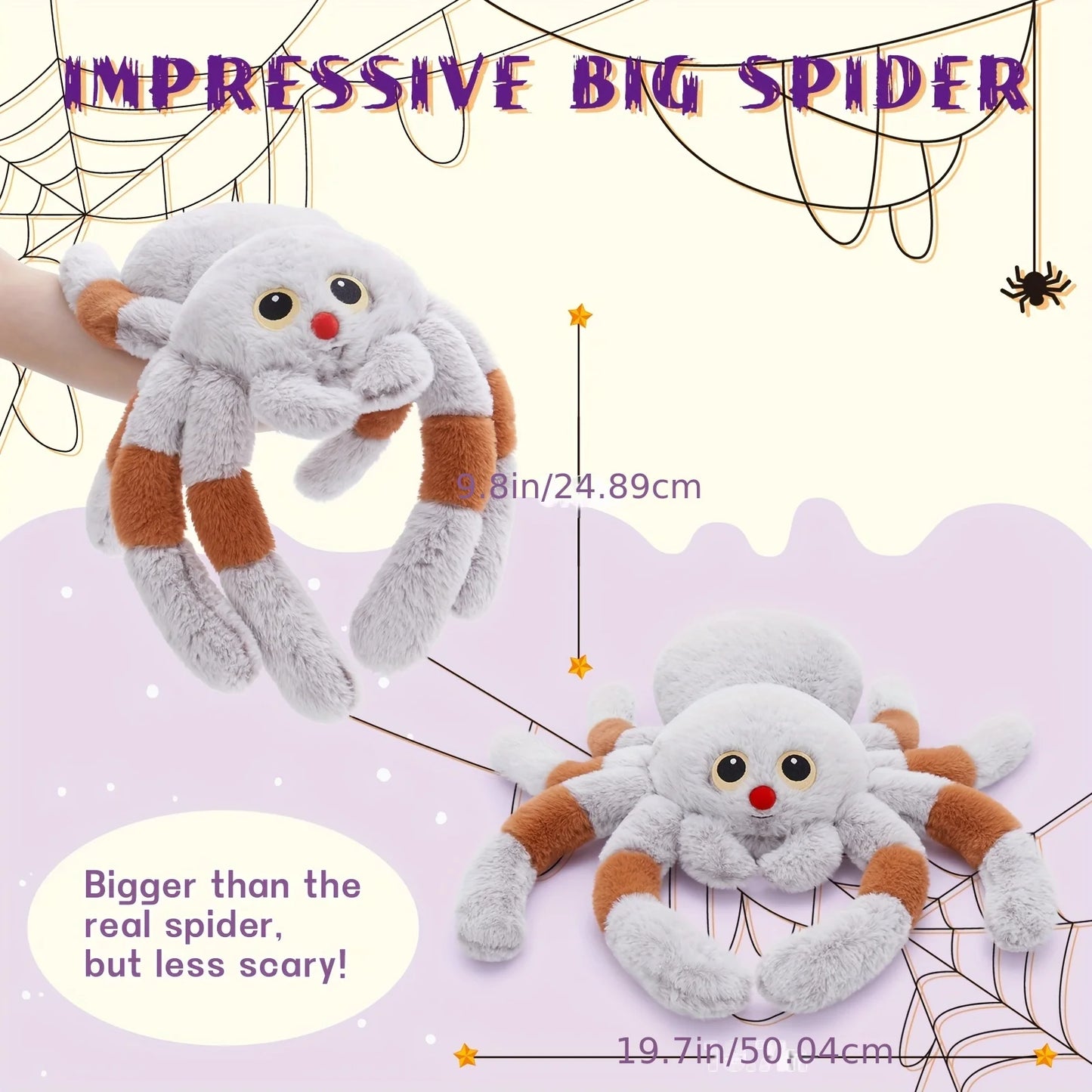 Spooktacular Giant Spider Plush - 20'' Soft and Cuddly Halloween Decor 🕷️