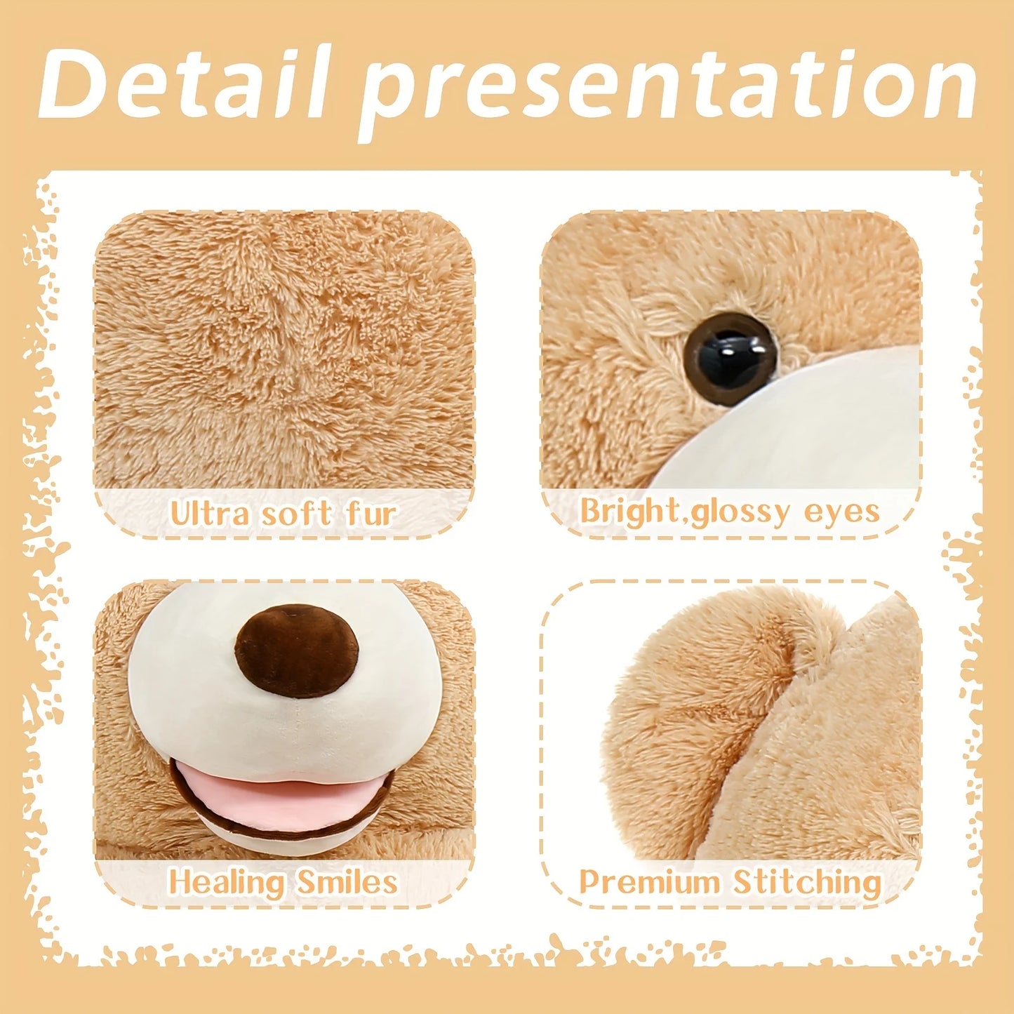 Giant 8.5ft Apricot Teddy Bear - Soft Polyester Plush Stuffed Animal, Perfect for Couples, Youngsters Showers & Valentine's Day