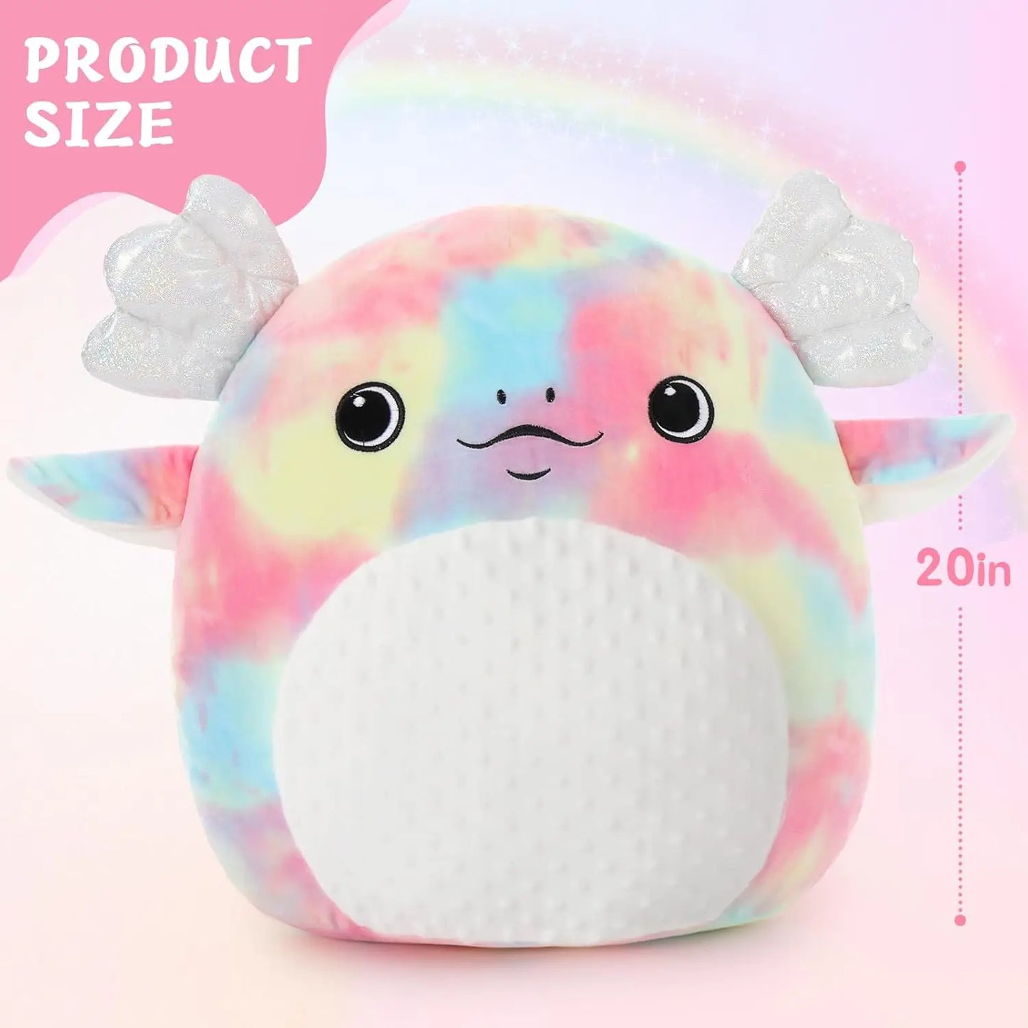 Large 20" Axolotl Plush Pillow, Big Axolotl Stuffed Animal Plush Toy - Rainbow Axolotl Plushies Throw Gifts for Kids