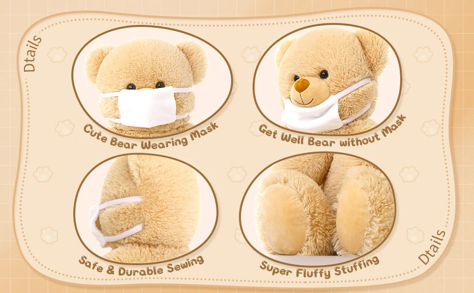 Get Well Soon Teddy Bear Stuffed Animal - Stuffed Bear Plush Toy, Get Well Soon Gifts for Kids Men Women After Surgery