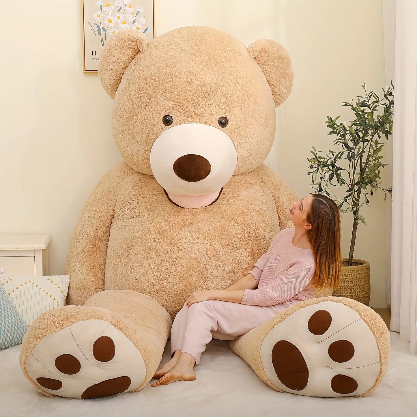 Giant 8.5ft Apricot Teddy Bear - Soft Polyester Plush Stuffed Animal, Perfect for Couples, Youngsters Showers & Valentine's Day
