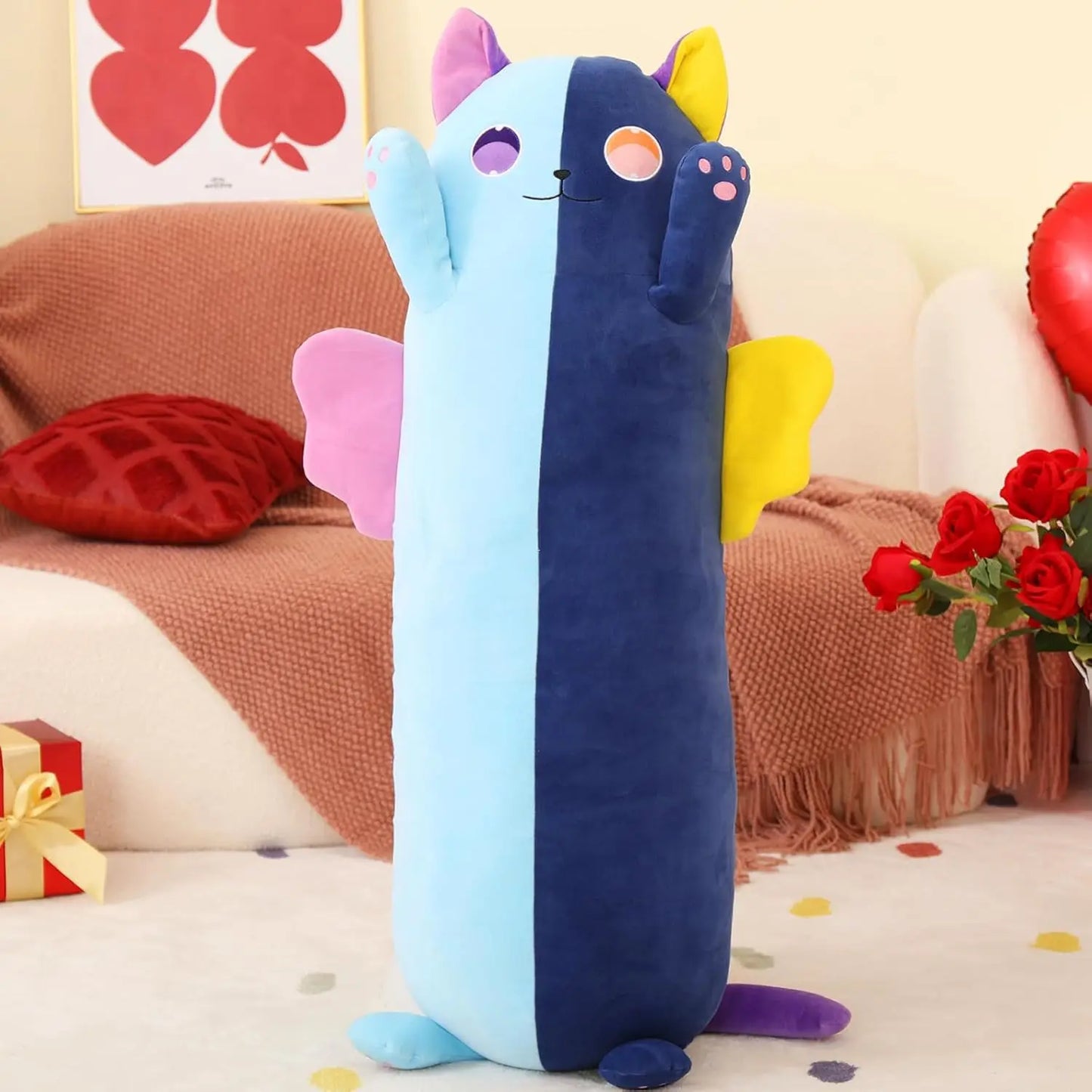 Large Stuffed Cat Plush Body Pillow for Kids,42in Long Cat Plush Pillow for Adults, Cat Stuffed Animal for Kids Girls