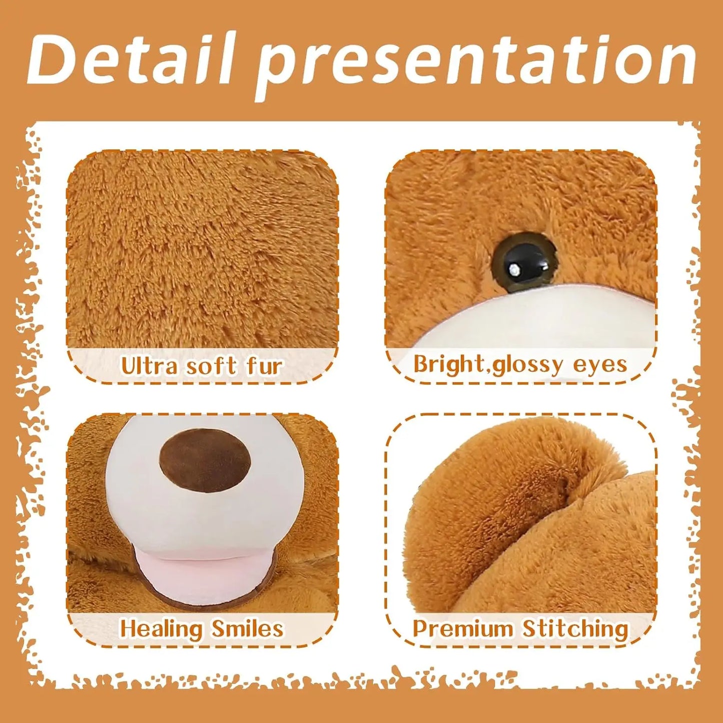 Giant Teddy Bear 6 Feet Tall, Valentines Big Teddy Bear Stuffed Animal, Adorable Human Size Teddy Bear Plush For Lover