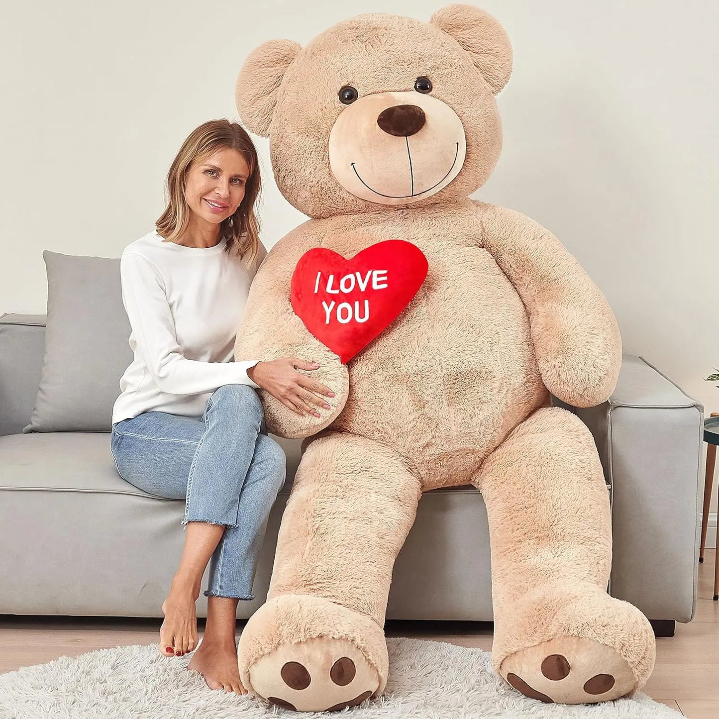 Giant Teddy Bear 6ft Stuffed Animals - “I Love You”Red Heart Jumbo Human Size Teddy Bear for Lovers, Valentine's Day