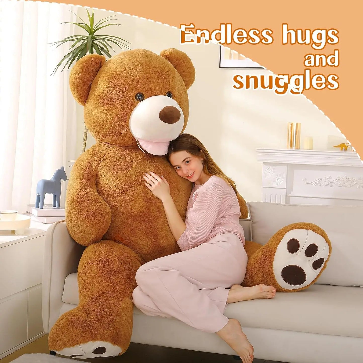 Giant Teddy Bear 6 Feet Tall, Valentines Big Teddy Bear Stuffed Animal, Adorable Human Size Teddy Bear Plush For Lover