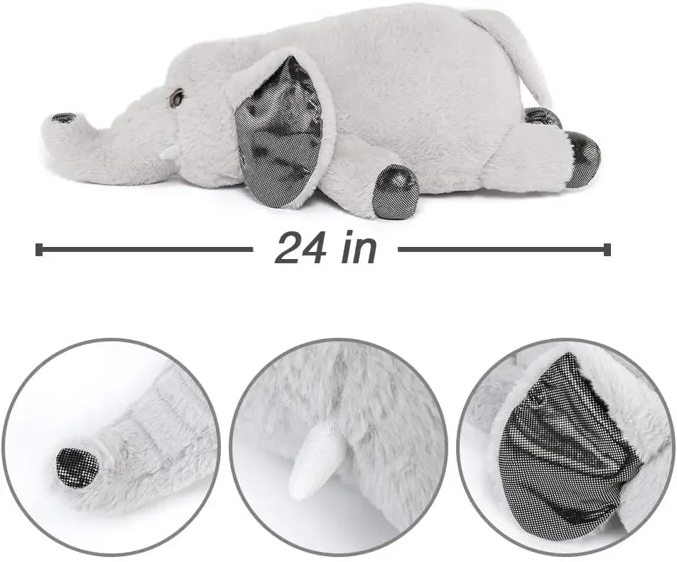 Elephant Plush Soft Hug Stuffed Animals Pillow for Boy Girl Kids ( Grey, 24 Inches)