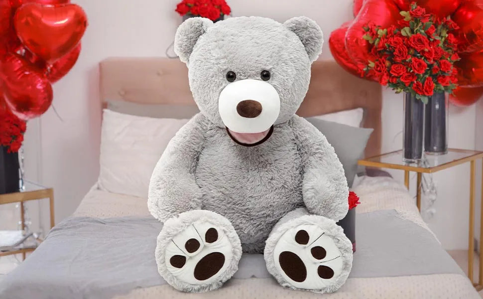 Giant Teddy Bear with Big Footprints Big Teddy Bear Plush Stuffed Animals (Gray, 39 inches)