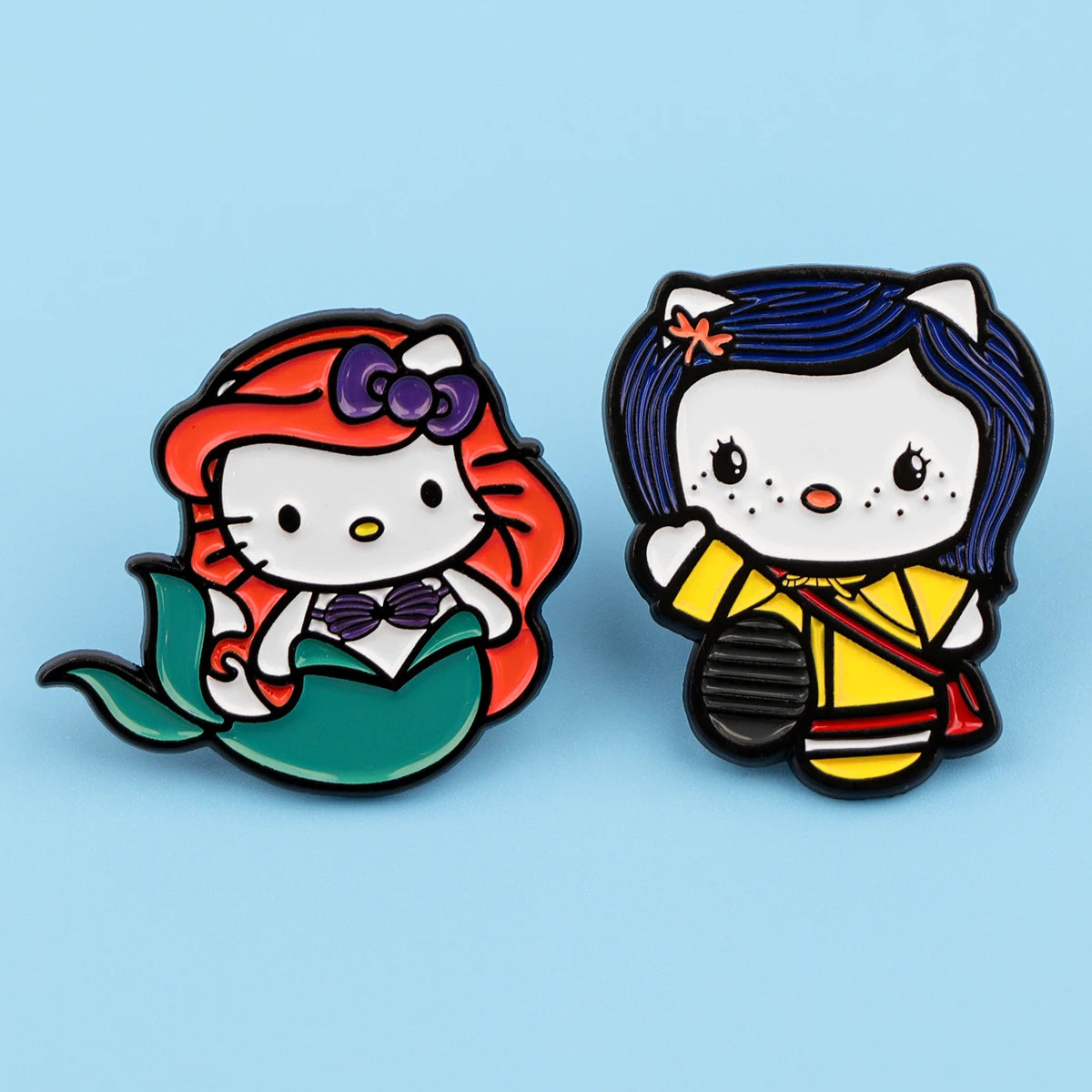 2pcs Kawaii Girl Enamel Pins Set