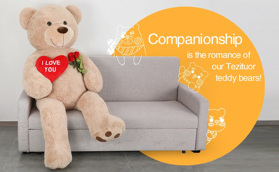 Giant Teddy Bear 6ft Stuffed Animals - “I Love You”Red Heart Jumbo Human Size Teddy Bear for Lovers, Valentine's Day