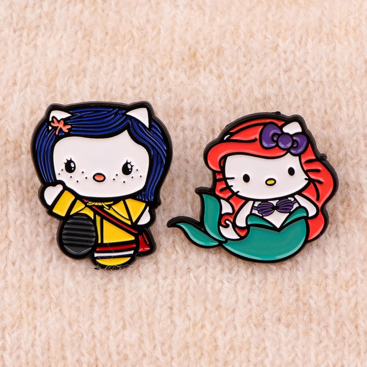 2pcs Kawaii Girl Enamel Pins Set