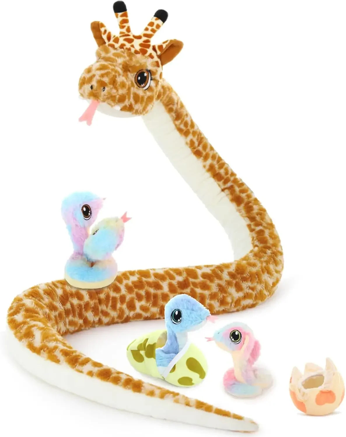 Giant Snake Stuffed Animal Mommy Stuffed Snake with Babies,Egg Plushies, Big Boa Constrictor Stuffed Animal