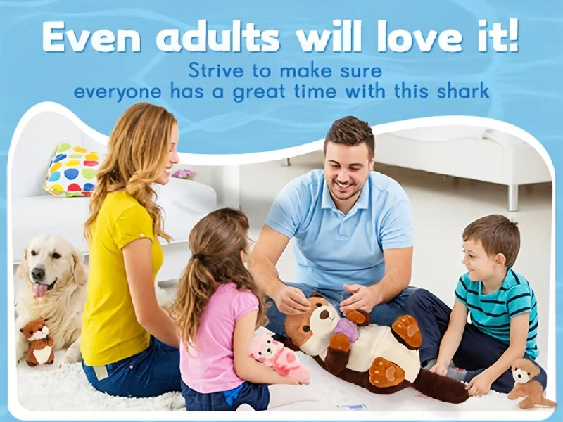 6pcs Shark Plush Toy Set - Navy Blue, Soft Polyester Stuffed Sea Creatures for Youngsters