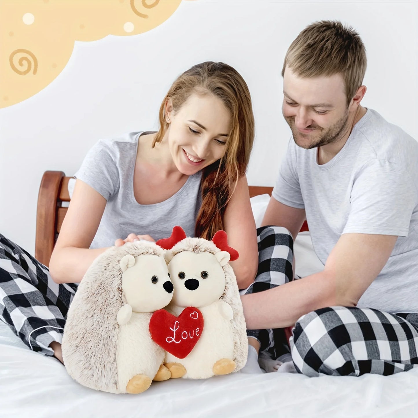 12in Hedgehog Stuffed Animal With Heart Ears, Love You Heart, Valentine Day Plush Gift For Girlfriend, Boyfriend, Kids