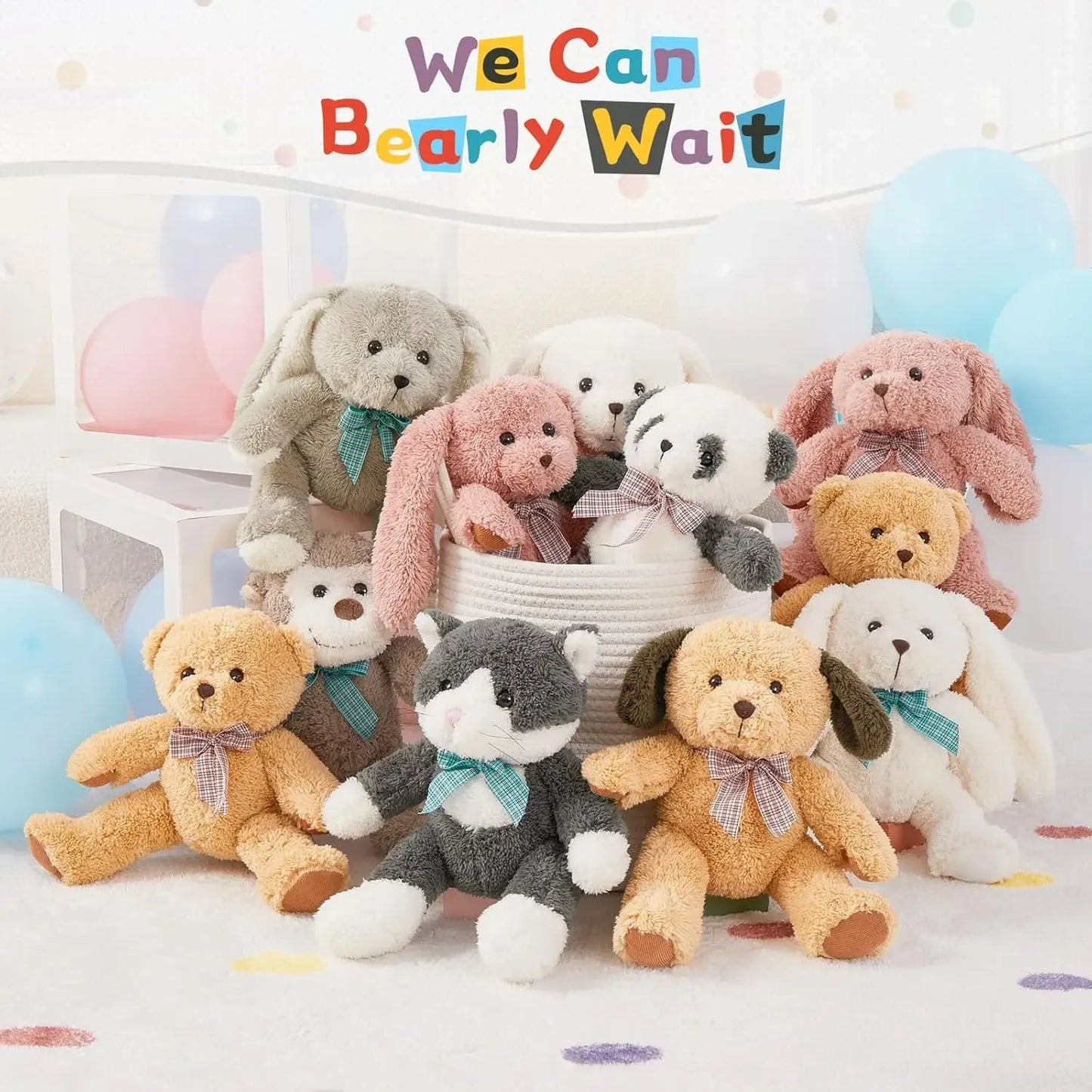 8 Pack Stuffed Animals in Bulk, 13 Inches Stuffed Animals Set for Kids, Assorted Small Stuffed Animals for Easter