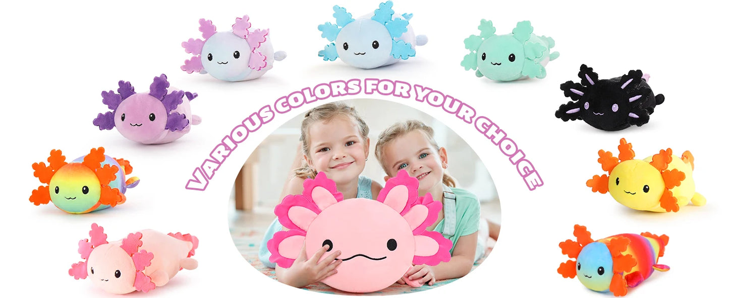 Giant Axolotl Plush with 3 Baby Axolotl Inside - 23.5" Soft Stuffed Animal Throw Pillow - Blue