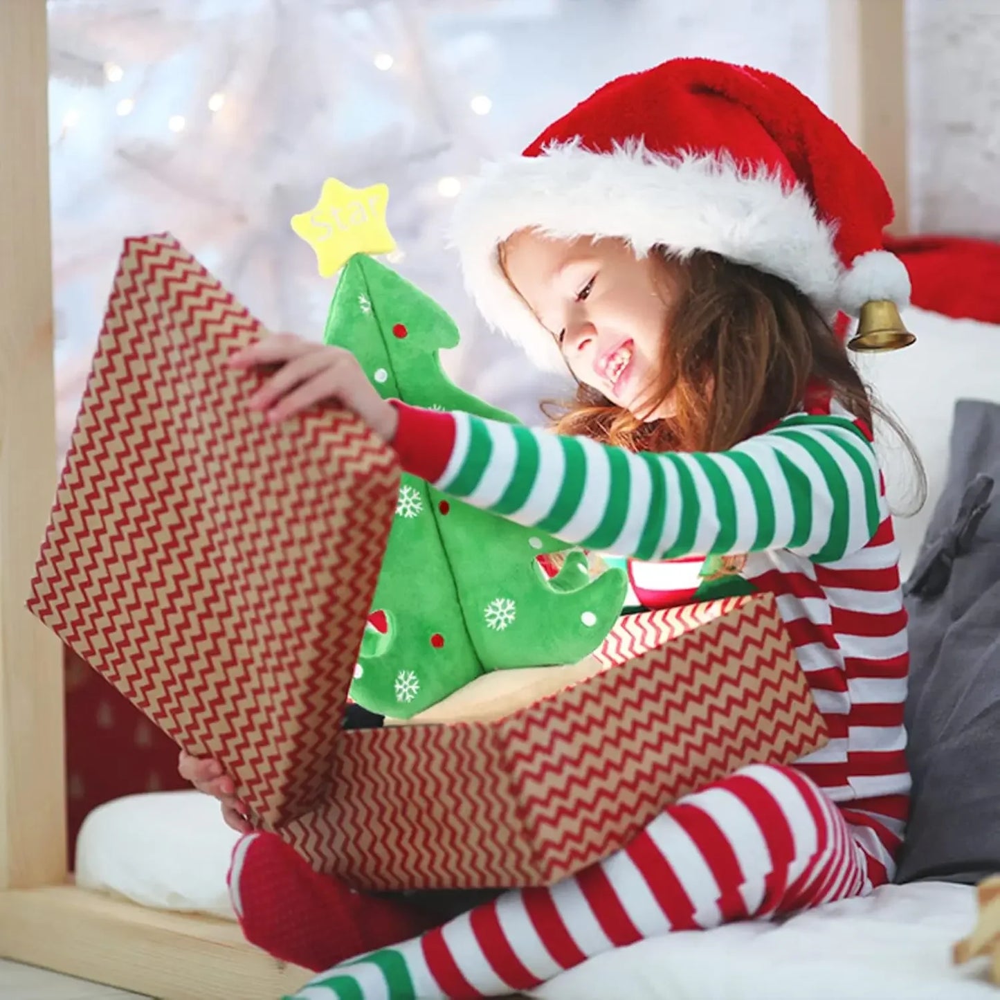 Christmas Stuffed Animal Soft Christmas Tree Plush Toy Holiday Plush Cuddle Pillow for Kids Christmas Party Home Decoration