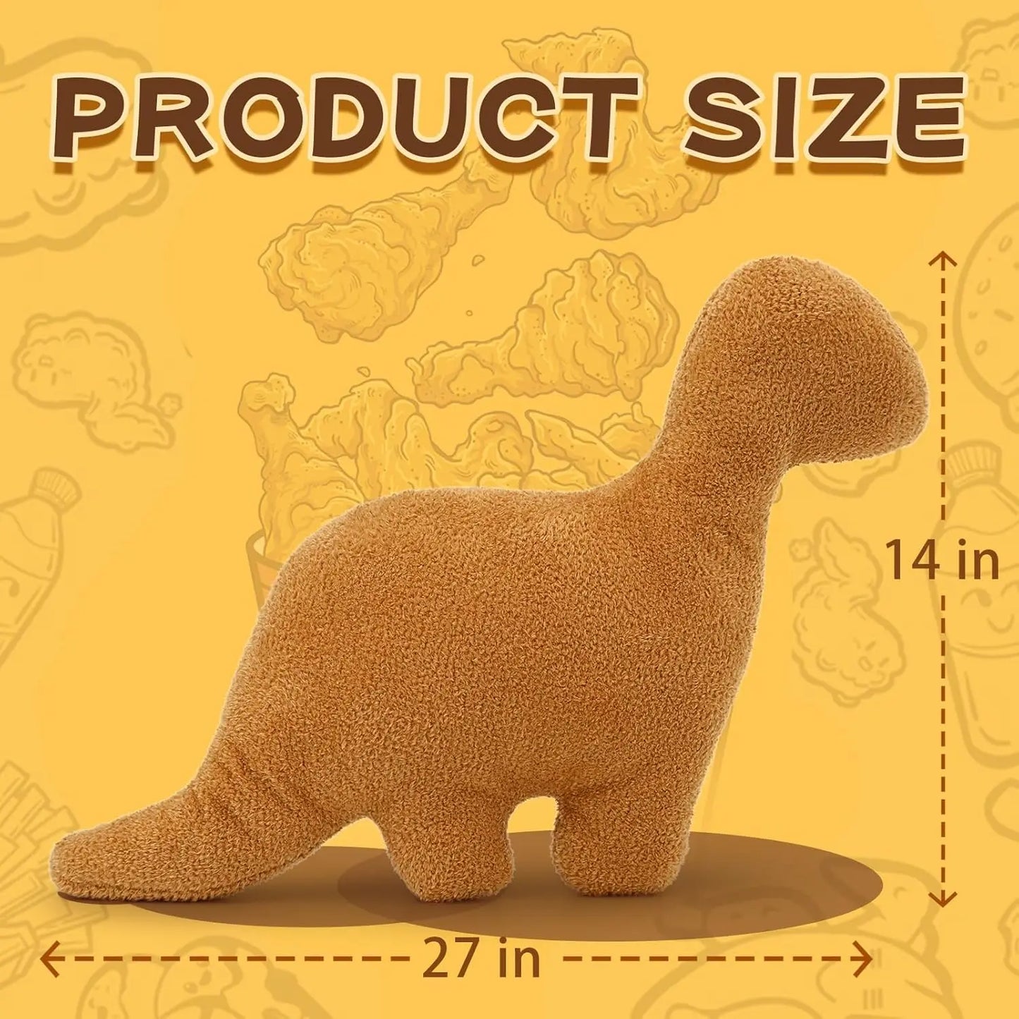 27" Large Dino Chicken Nugget Plush Pillow, Soft Dinosaur Chicken Nugget Pillow for Birthday Christmas (Brontosaurus)