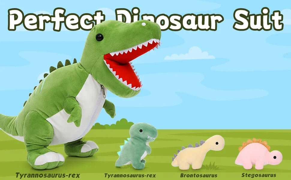 Giant Dinosaur Stuffed Animal 23.6'' Big T-Rex Mommy Dinosaur Plush Toy with 3 Cute Baby Dinosaurs & 3 Egg Bags Inside