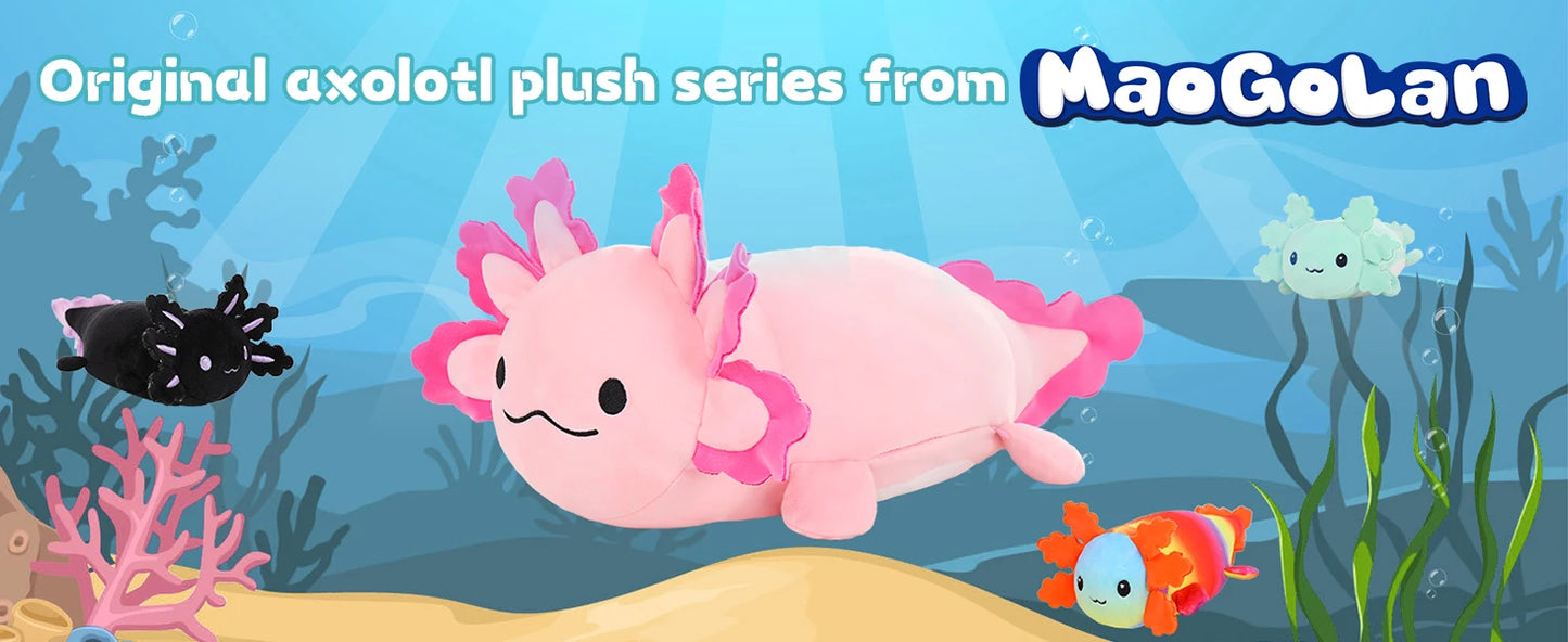 Giant Axolotl Plush with 3 Baby Axolotl Inside - 23.5" Soft Stuffed Animal Throw Pillow - Blue