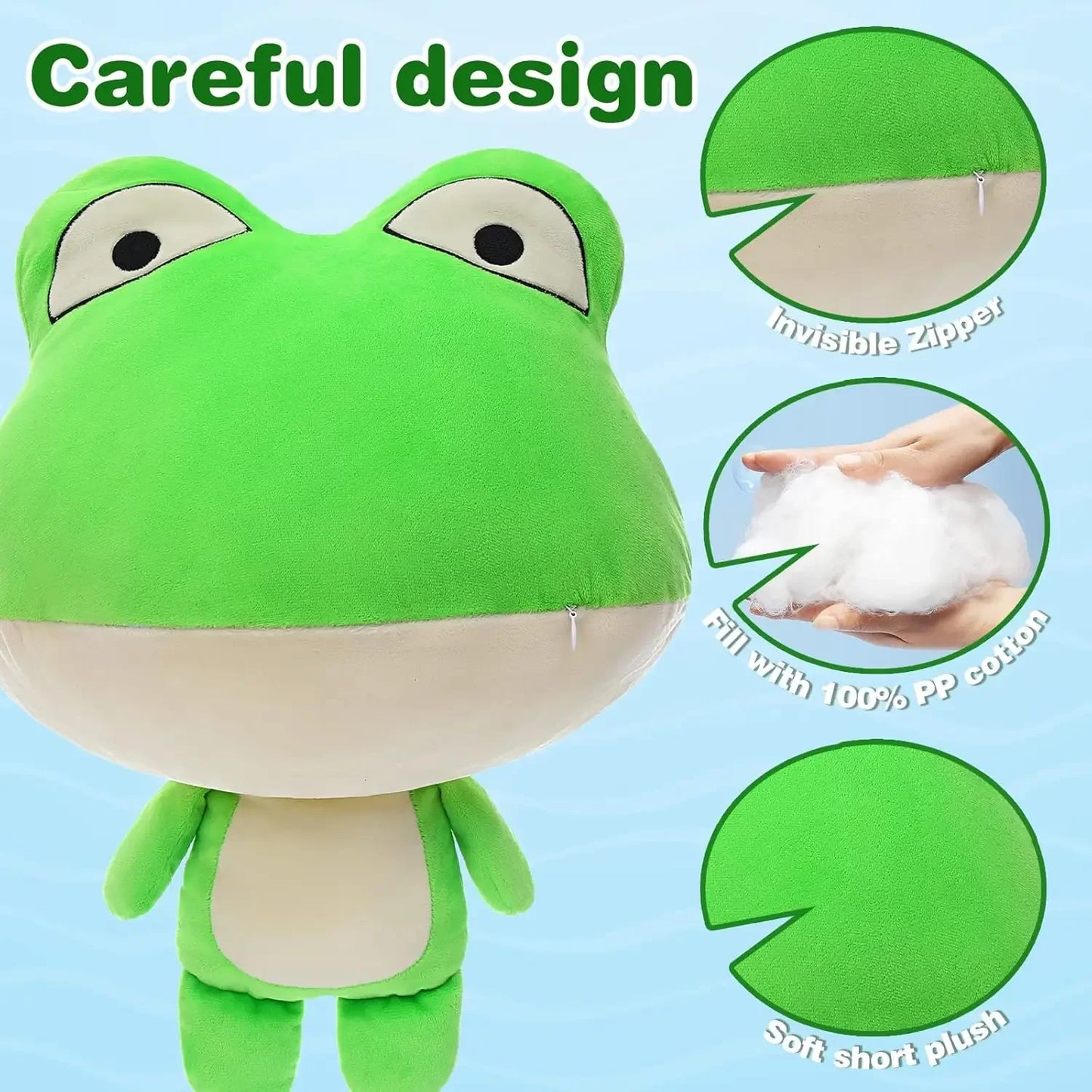 Giant Frog Stuffed Animal- 18” Large Mommy Frog Plush Toy with 4 Baby Tadpoles Inside Zip, Stuffed Frog