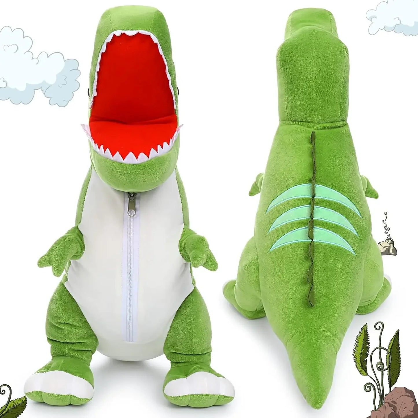 Giant Dinosaur Stuffed Animal 23.6'' Big T-Rex Mommy Dinosaur Plush Toy with 3 Cute Baby Dinosaurs & 3 Egg Bags Inside