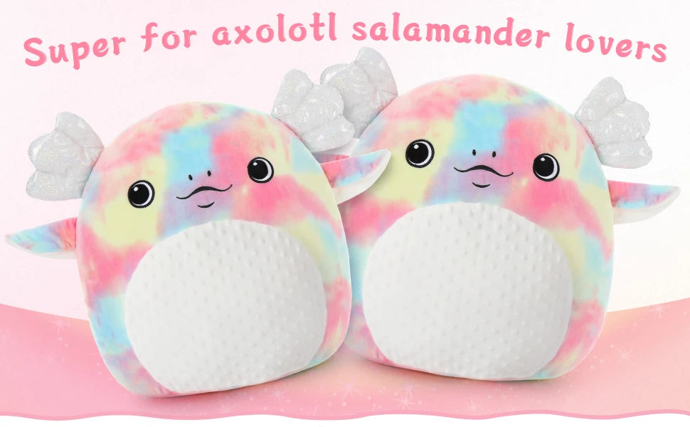 Large 20" Axolotl Plush Pillow, Big Axolotl Stuffed Animal Plush Toy - Rainbow Axolotl Plushies Throw Gifts for Kids