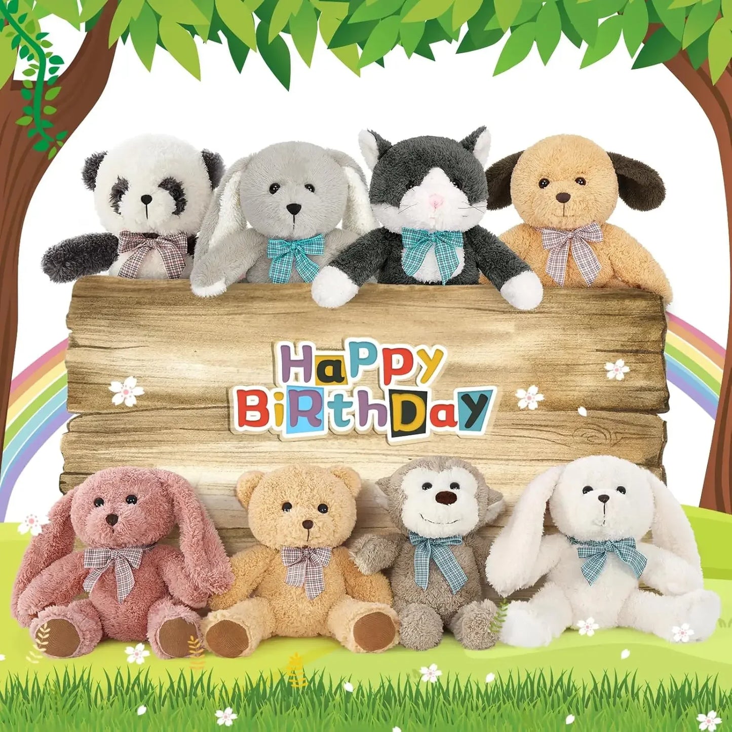 8 Pack Stuffed Animals in Bulk, 13 Inches Stuffed Animals Set for Kids, Assorted Small Stuffed Animals for Easter