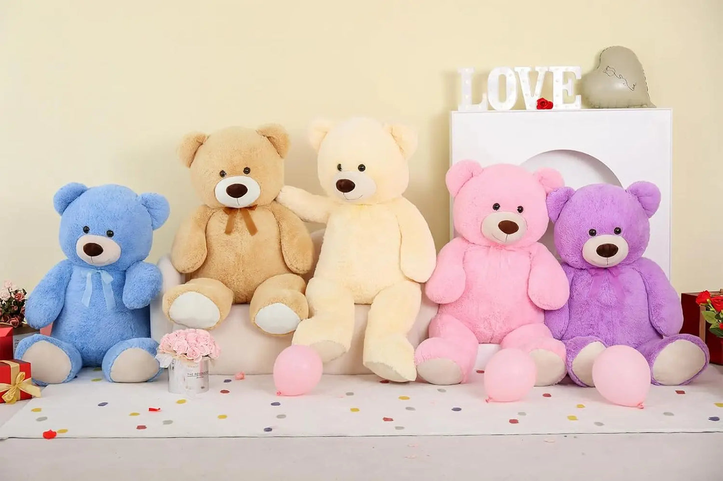 Giant Teddy Bear Stuffed Animal 4 Feet,51.8in Big Teddy Bear for Baby Shower Valentine's Day