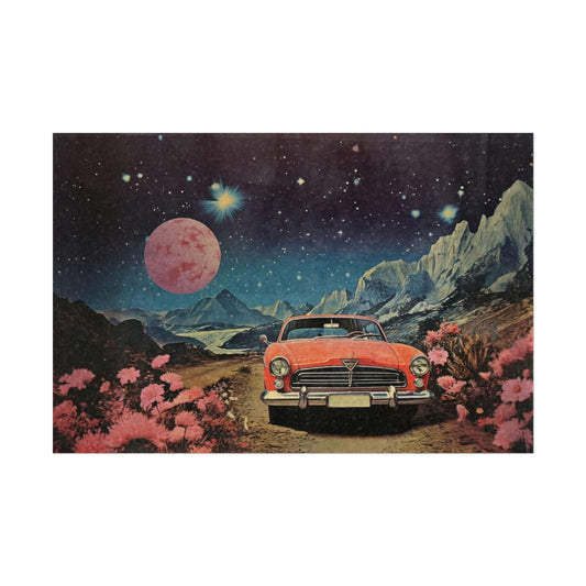 Stunning Car Landscape Art Print - Rolled Poster