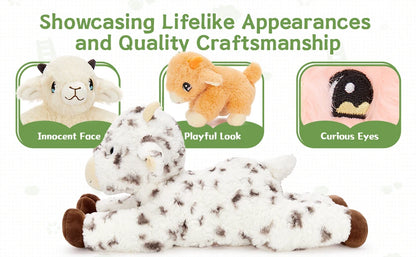 21.7 Inch Big Goat Stuffed Animal with 3 Cute Stuffed Goat Babies Inside for Age 3+ Kids, Goat Stuffed Goat Plush Toy Set