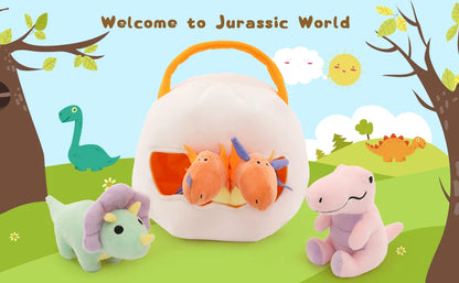 Plush Dinosaur Stuffed Animal Set of 3 Soft Dinosaur Toys for Boys and Girls,Triceratops, Tyrannosaurus Rex and Charizard.