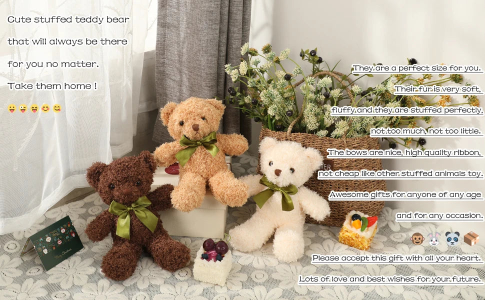 Cute Teddy Bear Stuffed Animal Soft Plush Bear Toy for Kids,as a Gift for Birthday/Christmas/Valentine's Day 9.8 inch