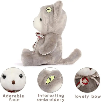 Stuffed Cat Plush Toys Cute Kitten Stuffed Animal Toys, Soft Plushies for Girls Plush Doll Gifts for Kids(9.8Inch，Grey)