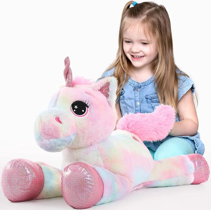 43in Giant Unicorn Plush Toys,Big Rainbow Pink Unicorn Stuffed Animals for Children,Great Unicorns Gifts for Girls
