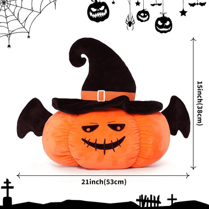 7Pcs Halloween Pumpkin Plush Toy, 21 Inch Big Pumpkin Stuffed Animal with Glow-in-Dark Small Plush Dolls Inside Pumpkin Bucket