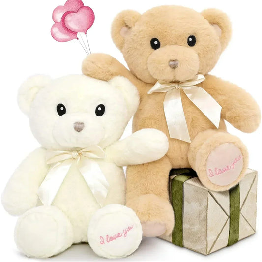I Love You Teddy Bear Stuffed Animals Valentines Day Gifts,2-Pack Soft Embroidered Stuffed Bear Stuffed Animals Bulk