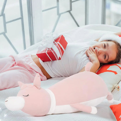 Llama Alpaca Stuffed Animal Squishies, Llama Alpaca Plush Long Sheep Plush Body Pillow  for Girlfriend Kids (Pink)