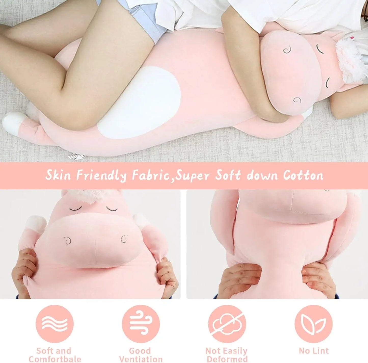 Big Unicorn Body Pillow, 36.2'' Soft Unicorn Pillow  for Christmas Birthday Valentine's Day,Pink