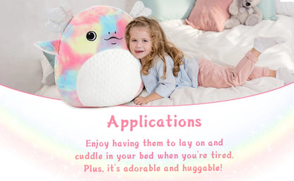 Large 20" Axolotl Plush Pillow, Big Axolotl Stuffed Animal Plush Toy - Rainbow Axolotl Plushies Throw Gifts for Kids