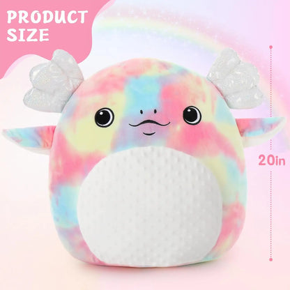 Large 20" Axolotl Plush Pillow, Big Axolotl Stuffed Animal Plush Toy - Rainbow Axolotl Plushies Throw Gifts for Kids