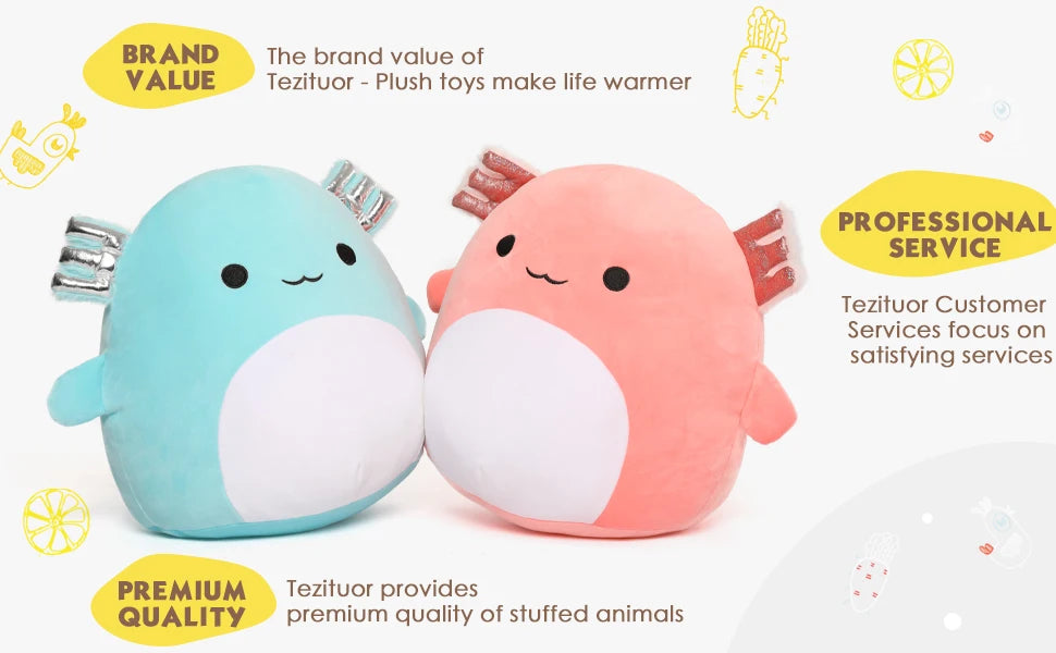 16" Large Axolotl Stuffed Animals Plush Toy Throw Pillow - Big Ultrasoft Hug Squishy and Cuddly Axolotl Pillow for Kids