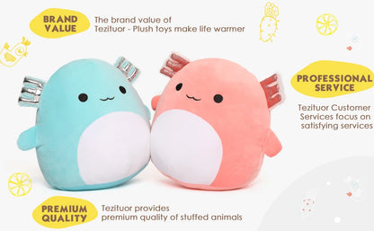 16" Large Axolotl Stuffed Animals Plush Toy Throw Pillow - Big Ultrasoft Hug Squishy and Cuddly Axolotl Pillow for Kids