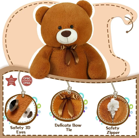 4ft Giant Teddy Bear Big Bear Stuffed Animals Large Teddy Bear Cute Bear Plush for Kids,Lovers
