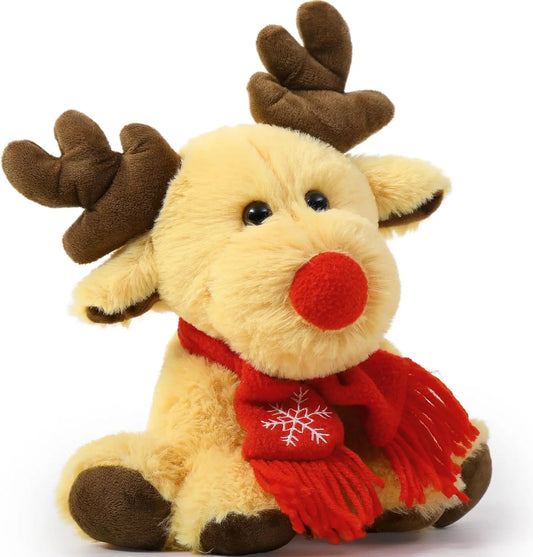 Reindeer Stuffed Animal Cute Christmas Reindeer Plush Toys for Kids, 9'' Rudolph The Red Nosed Reindeer Stuffed Animal