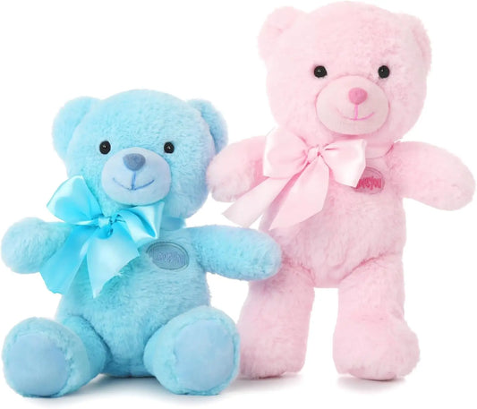 2 Pack Pink and Blue Teddy Bear, Small Teddy Bear Stuffed Animal Plush for Christmas Valentines Day