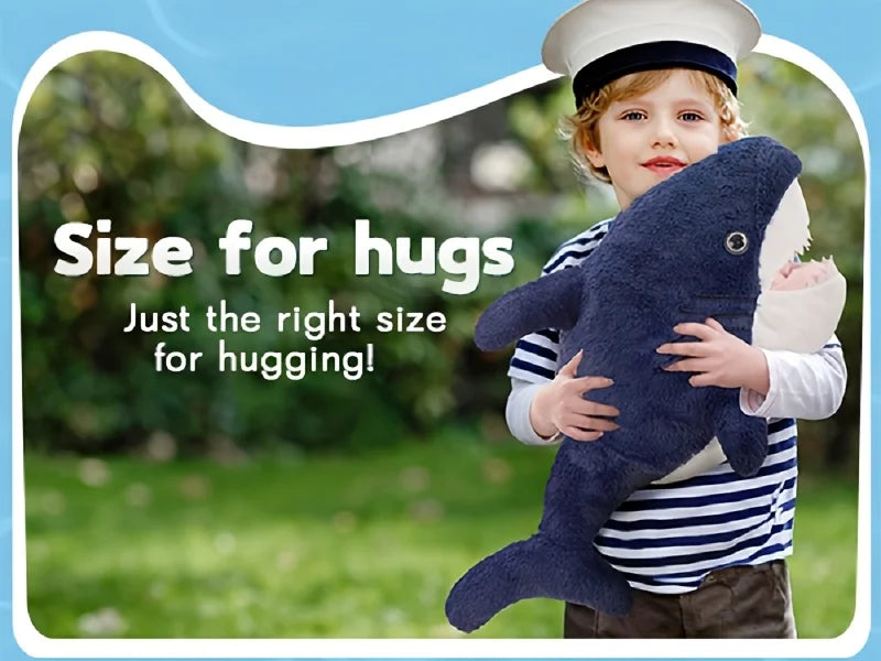 6pcs Shark Plush Toy Set - Navy Blue, Soft Polyester Stuffed Sea Creatures for Youngsters