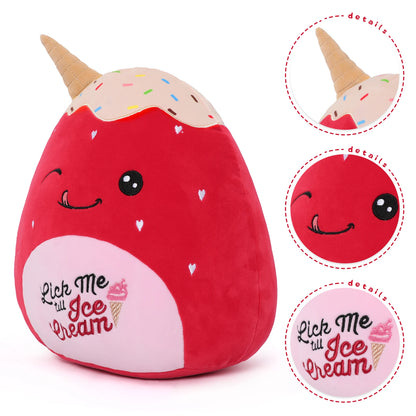 Strawberry Ice Cream Plush Toy 12inch Soft Strawberry Stuffed Animal Plush Pillow Squishy Doll Hugging Pillow for Kids
