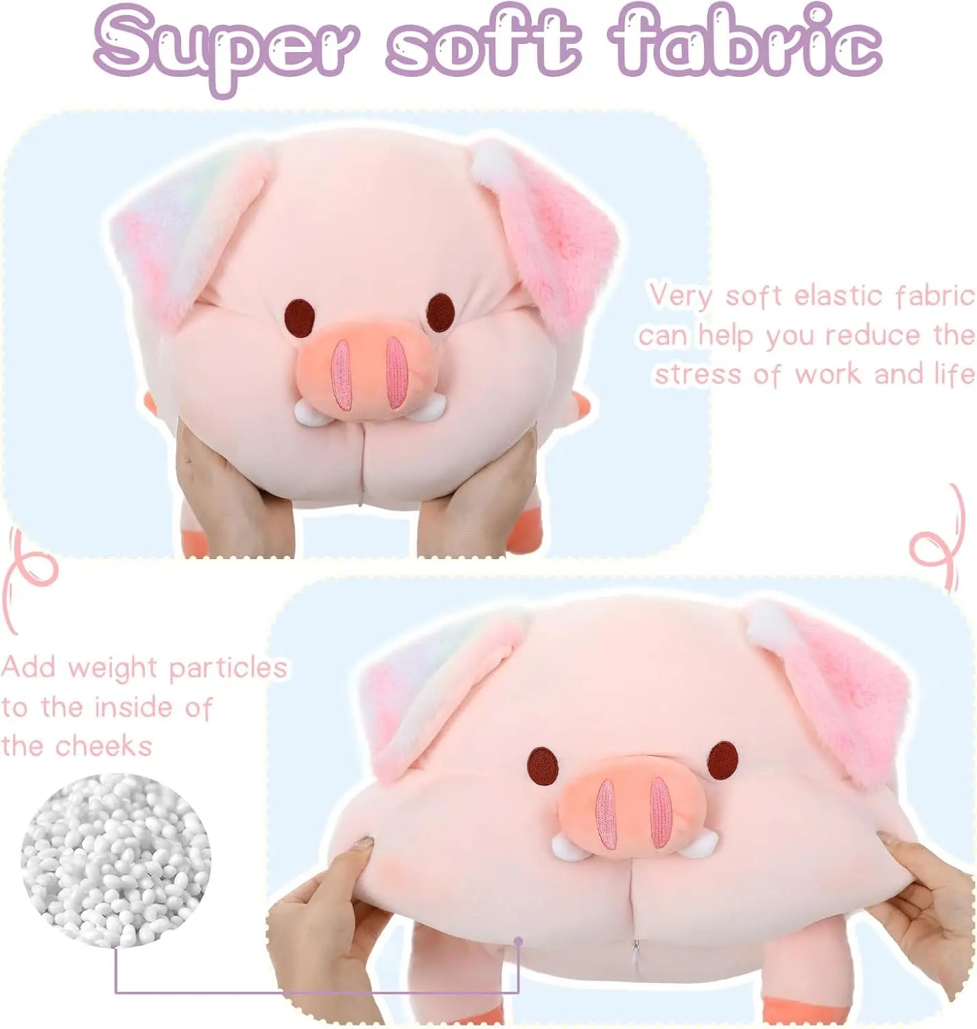 5 Pcs Pig Stuffed Animal with Babies, 19.6 inch Soft Cuddly Pig Plush Toy Set for Kids