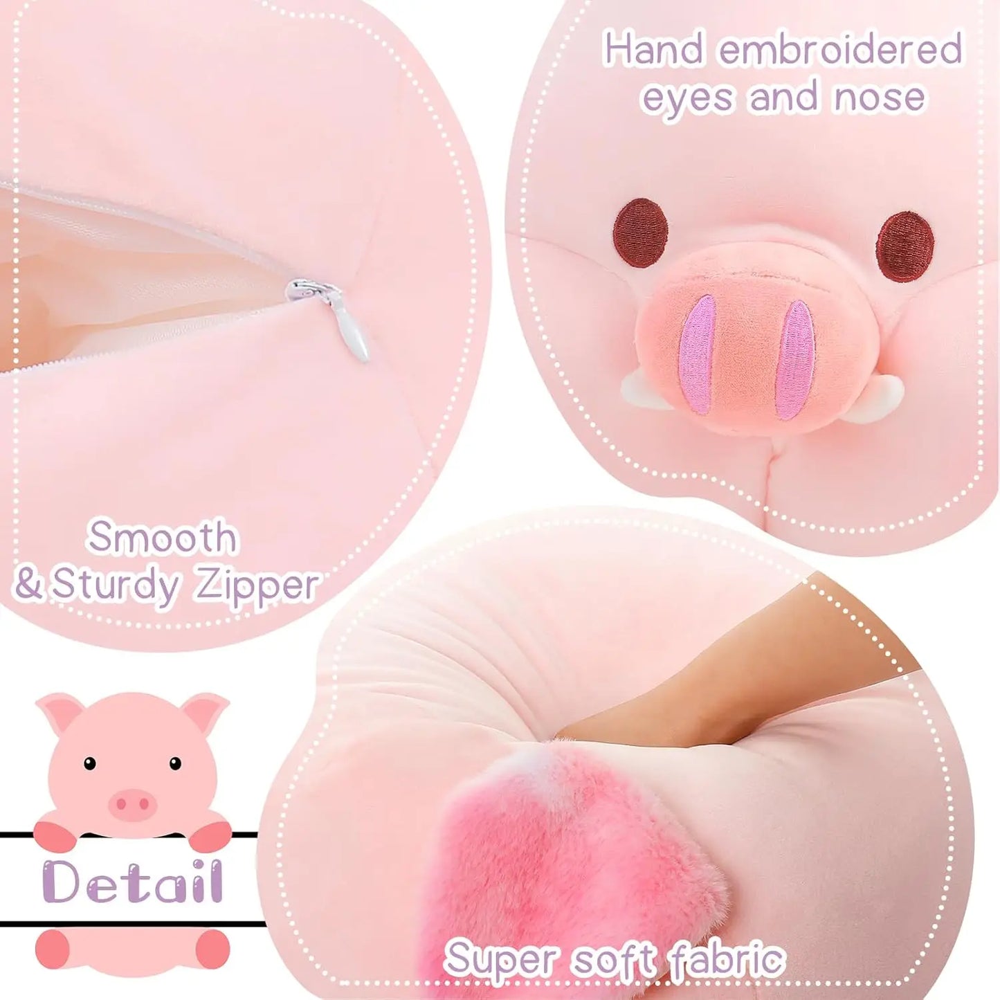 5 Pcs Pig Stuffed Animal with Babies, 19.6 inch Soft Cuddly Pig Plush Toy Set for Kids
